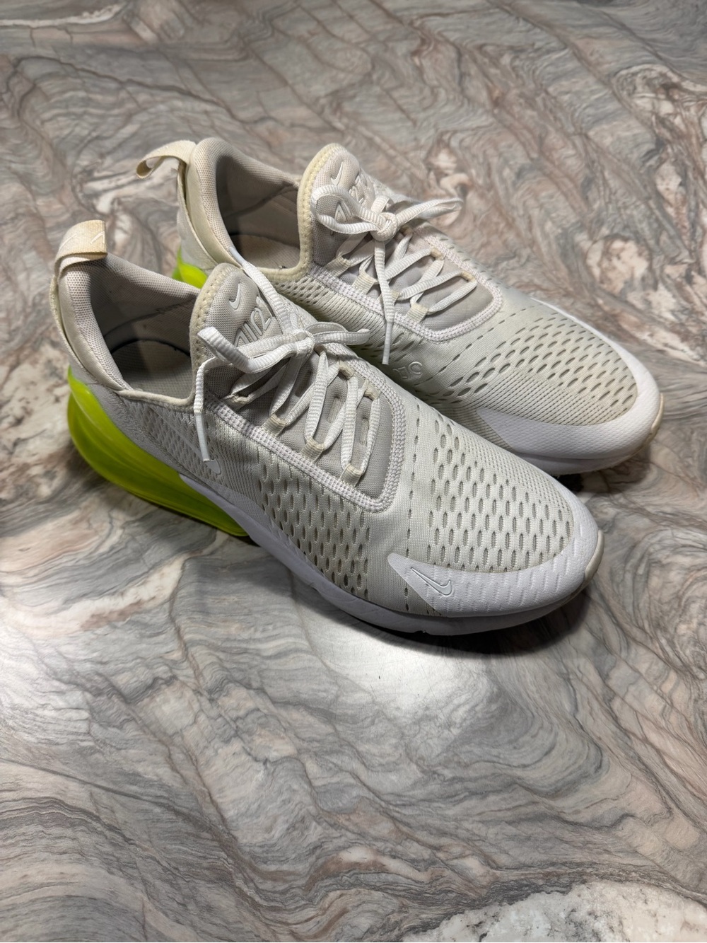 Nike Air Max 270 White Volt Mens Running Shoes AH8050-104 Size 10.5 Men’s